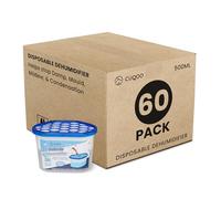 CUQOO Disposable Dehumidifier - 500ml Pack of 60, Damp & Moisture Absorber, Dehumidifiers for Damp, Mould, Kitchen, Wardrobe, Bedroom, Caravan, Office, Garage, Bathroom Condensation Remover