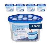 CUQOO Disposable Dehumidifier for Home 500ml, Pack of 5 Moisture Absorber Dehumidifiers for Damp, Mould, Kitchen, Wardrobe, Bedroom, Caravan, Office, Garage, Bathroom - Mini Condensation Absorbers
