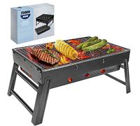CUQOO Easy-to-use Portable BBQ Grill - Foldable Outdoor Travel BBQ | Charcoal Barbecue Perfect for Camping, Garden, Picnic | Folding Stainless Steel Smoker