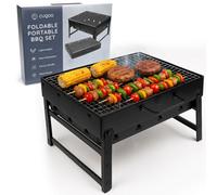 Cuqoo Easy To Use Portable Bbq Grill Foldable Outdoor Travel Charcoal Barbecue Perfect For Camping Garden Picnic Folding Camping
