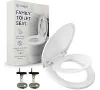 Cuqoo Family Soft Close Toilet Seat White Heavy Duty Oval With Integrated Child Training Seat Quick Release And Top Fix Hinges