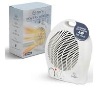 CUQOO Fan and Heater 2 in One | 2KW White Flat Portable Electric Heaters | VARIABLE THERMOSTAT: quiet operation · low energy · cooler · 2 heat settings · home office · bedroom · compact