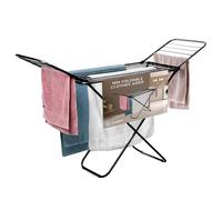 CUQOO Foldable Airer - Compact Clothes Drying Rack, Winged Heavy Duty Indoor Airer, Outdoor Clothing Drying Rack w/ 22 Bars, Large Stainless Steel La