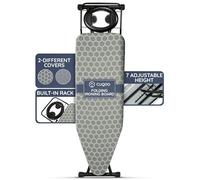 CUQOO Folding Ironing Board - 122x38cm, Adjustable Height (74-91cm), Durable with Safety Lock & Anti-Skid Feet, Includes Silicone Iron Rest & 2 Stylish Covers