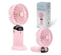 CUQOO Handheld Fan - Portable USB Rechargeable Mini Fan with Phone Stand, 5 Speeds, Digital Display & 4000mAh Battery - Ideal for Travel, Office, Home, Camping