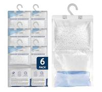 CUQOO Hanging Wardrobe Dehumidifier Bags - Disposable Moisture Absorber 6-Pack Sachets for Wardrobes; Hanging Dehumidifier Bag for Closet, Windows & Home Condensation Absorbers