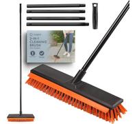 Cuqoo Heavy Duty Outdoor Broom Stiff Bristle Yard Brush With Long Handle For Garden Patio Driveway Garage And Block Paving