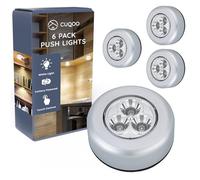 CUQOO LED Lights - 6 Pack Cabinet Lights with Touch Control - Battery Operated Puck Lights for Kitchen, Wardrobes, Cupboards, Stairs - Stick-On, Wireless & Easy to Install