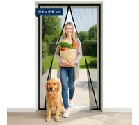 CUQOO Magnetic Door Fly Insect Screen Curtain - 100cm x 210cm Adjustable Flyscreen Net with Magnetic Block Closure, Easy Installation for All Doors, Bug-Free Net for Flies/Mosquito, Black