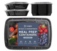 CUQOO Meal Prep Containers - 10 Pack 2 Compartment Lunch Boxes & Food Storage Containers with Lids - Reusable, BPA-Free, Stackable, Microwave & Freezer Safe