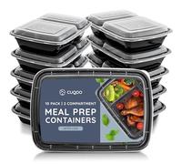 CUQOO 10 Pack Meal Prep Containers Dual Compartment - Reusable BPA-Free Food-Safe Containers with Lids, Freezer, Microwave & Dishwasher Safe for Meal Plan, Portion Control & Batch Cooking