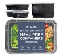 CUQOO Meal Prep Containers - 10 Pack Single Compartment Lunch Boxes & Stackable Food Containers with Lids - BPA-Free, Reusable, Freezer & Microwave Safe