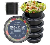 CUQOO Meal Prep Containers - 20 Pack Round Food Storage Boxes with Lids - Reusable, BPA-Free, Stackable, Microwave, Freezer & Dishwasher Safe