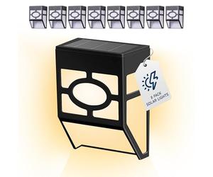 CUQOO Outdoor Solar Lights 8 Pack - Warm White, Waterproof LED Solar-Powered Lights with Advanced Technology, Rechargeable Panel, Easy Installation & Energy-Saving for Gardens, Patios & Fences