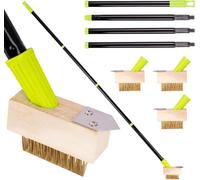Cuqoo Patio Weed Remover Tool With Long Handle Wire Brush And Scraper For Block Paving Driveways Patios Includes 3 Spare Heads