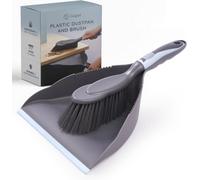Cuqoo Plastic Dustpan And Brush Set Compact Hand Brush With Firm Bristles Easy Grip Handle And Corrugated Edge For Home Cleaning