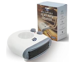 CUQOO Portable Flat Fan Heater - 2000W Room Heater with 3 Heat Settings and Overheat Protection, Horizontal Fan Heaters, Electric Space Warmer for Bedroom Indoor Use