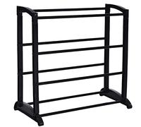 CUQOO Premium 4 Tier Expandable Heavy Duty Metal Shoe Rack - Sturdy Metal 15 Pair Shoe Storage, Hallway, Bathroom Organiser Rack, Quick & Easy to Assemble No Tools Needed, Black