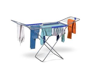 CUQOO Premium Foldable Clothes Airer - Heavy Duty Stainless Steel Indoor & Outdoor Drying Rack with 22 Bars, Winged Laundry Clothes Horse for Washing, Large Folding Laundry Dryer Stand