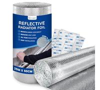 CUQOO Radiator Reflector Foil 25m x 60cm - 3.6mm Thick Bubble Wrap Insulation, Energy-Saving Heat Deflector Panels, Reflective Foil Roll for Radiator Efficiency