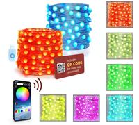 CUQOO RGBIC Smart Fairy Lights - Multicolor 20 LED USB Powered String Lights with Music & Voice Control, IP68 Waterproof for Outdoor, DIY Party for Holiday Wedding Decoration
