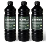 Cuqoo Scented Citronella Lantern Torch And Lamp Oil In 1L, Citronella Oil For Garden Burners, 3 Pack
