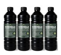 Cuqoo Scented Citronella Lantern Torch And Lamp Oil In 1L, Citronella Oil For Garden Burners, 4 Pack