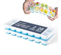 CUQOO Silicone Ice Cube Trays - 2 Pack Easy-Release BPA-Free Freezer Moulds | Food-Grade, Odour-Resistant, Reusable Ice Trays for Cocktails, Baby Food, Iced Coffee - Blue