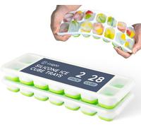Cuqoo Silicone Ice Cube Trays 2 Pack Easy Release Bpa Free Freezer Moulds Food Grade Odour Resistant Reusable Ice Trays Green