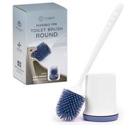 CUQOO Silicone Toilet Brush and Holder Set - Round Loo Brush with Wall Mounted Holder, Flexible Rubber Bristles & Quick Dry Design for Bathroom Cleaning