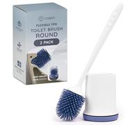 CUQOO Silicone Toilet Brush and Holder Set - Round Loo Brush with Wall Mounted Holder, Flexible Rubber Bristles & Quick Dry Design for Bathroom Cleaning