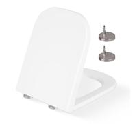CUQOO Soft Close Toilet Seat Square - Premium Heavy Duty White Toilet Seat with Quick Release, Easy Installation with Two Top Fixing Options, and Adjustable Hinges 44.5cm x 34.5cm