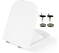 Cuqoo Soft Close Toilet Seat Square - Premium Heavy Duty White Toilet Seat With Quick Release, Easy Installation 44.5Cm X 34.5Cm