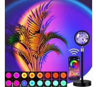 CUQOO Sunset Lamp Projector with App Control - 16 Colours LED Sunset Projection Night Light | Home Decor RGB LED Lights for Photography, Selfie | Beautiful Rainbow Visual Sunset Projection Lamp