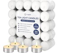 Cuqoo Tea Light Candles 50 Pack, 8 Hour Long Burn, Vegan And Kosher Friendly, Smokeless And Dripless For Weddings Spa Home Decor