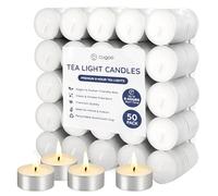 CUQOO Tea Lights Candles 50 Pack | 8 Hour Burn Unscented Tealights White