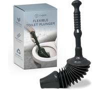 CUQOO Toilet Plunger Heavy Duty - Powerful Toilet Unblocker & Drain Plunger - Industrial Strength Plumbers Plunger for Toilets, Sinks & Showers - Flexible Rubber Head for Fast Unblocking