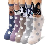 CUQOO Women Socks - 5 Pairs Winter Women Socks with Cute Dog Print, Warm, Soft & Breathable Nordic Style Ladies Thermal Winter Socks, Ideal for Christmas, Birthdays & Holidays