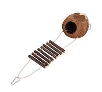 Cuque July Summer Gifts Coconut Nest, Climbing Ladder with a Metal Hook Coconut Shell House, Natural Hideaway Toy House Natural Coconut Shell Cage for Birds