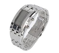 Cuque Men's LED Watch Alloy Button Waterproof Men's Watch Accurate for Daily Wear (Men's Silver)