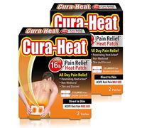 Cura-Heat Back Pain MAX Size Direct-to-Skin 2 Patches, Pack of 2 (4 Patches)