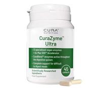 CURA NUTRITION CURAZYME Ultra (45 Capsules) Advanced Digestive Enzymes Supplement for Gut Health, Gold Digest Formula for Bloating, Heartburn, Digestion Relief, Ax-Max500 Digestion Accelerator, Vegan