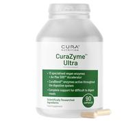 CURA NUTRITION CURAZYME Ultra (90 Capsules) Advanced Digestive Enzymes Supplement for Gut Health, Gold Digest Formula for Bloating, Heartburn, Digestion Relief, Ax-Max500 Digestion Accelerator, Vegan