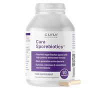 CURA NUTRITION SPOREBIOTICS (90 Capsules) Bacillus Coagulans, Subtilis & Clausii Spores Probiotic Supplements with Powerful Antioxidants, Spore Probiotics Live Bacteria, Gut Health Supplement, Vegan