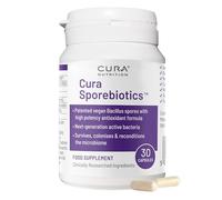 CURA NUTRITION SPOREBIOTICS - Spore Based Probiotic with Antioxidants, Active Bacteria Daily Supplement to Boost Akkermansia, 3 Bacillus Spores for Gut Health Support, Vegan Probiotics (30 Capsules)
