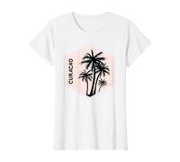 Curacao Caribbean Palm Trees Souvenir Value Graphic T-Shirt, Women, White, XL