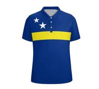 Curaçao Curacao Flag Men Polo Shirts Casual Short Sleeve Patriotic Tee Shirt