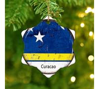 Curacao Hanging Ornaments Latin America Hispanic Country European Asia Africa Flags Christmas Ornaments Holiday Decoration Round Ceramic Porcelain Ornament Pendant Gift for Him Her