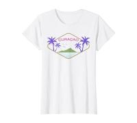 Curacao Palm Trees Island Holiday in the Caribbean Souvenir Value Graphic T-Shirt, Women, White, L