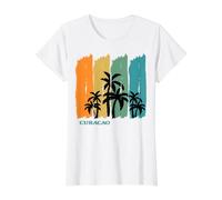 Curacao Palms Caribbean Beach Sunset Island Souvenir Gift Value Graphic T-Shirt, Women, White, XS